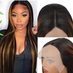 Black/ Brown Straight Lace Front Wig